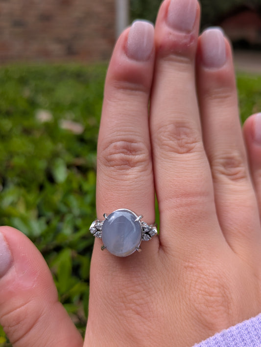 Platinum and Diamond Ring with Star Sapphire