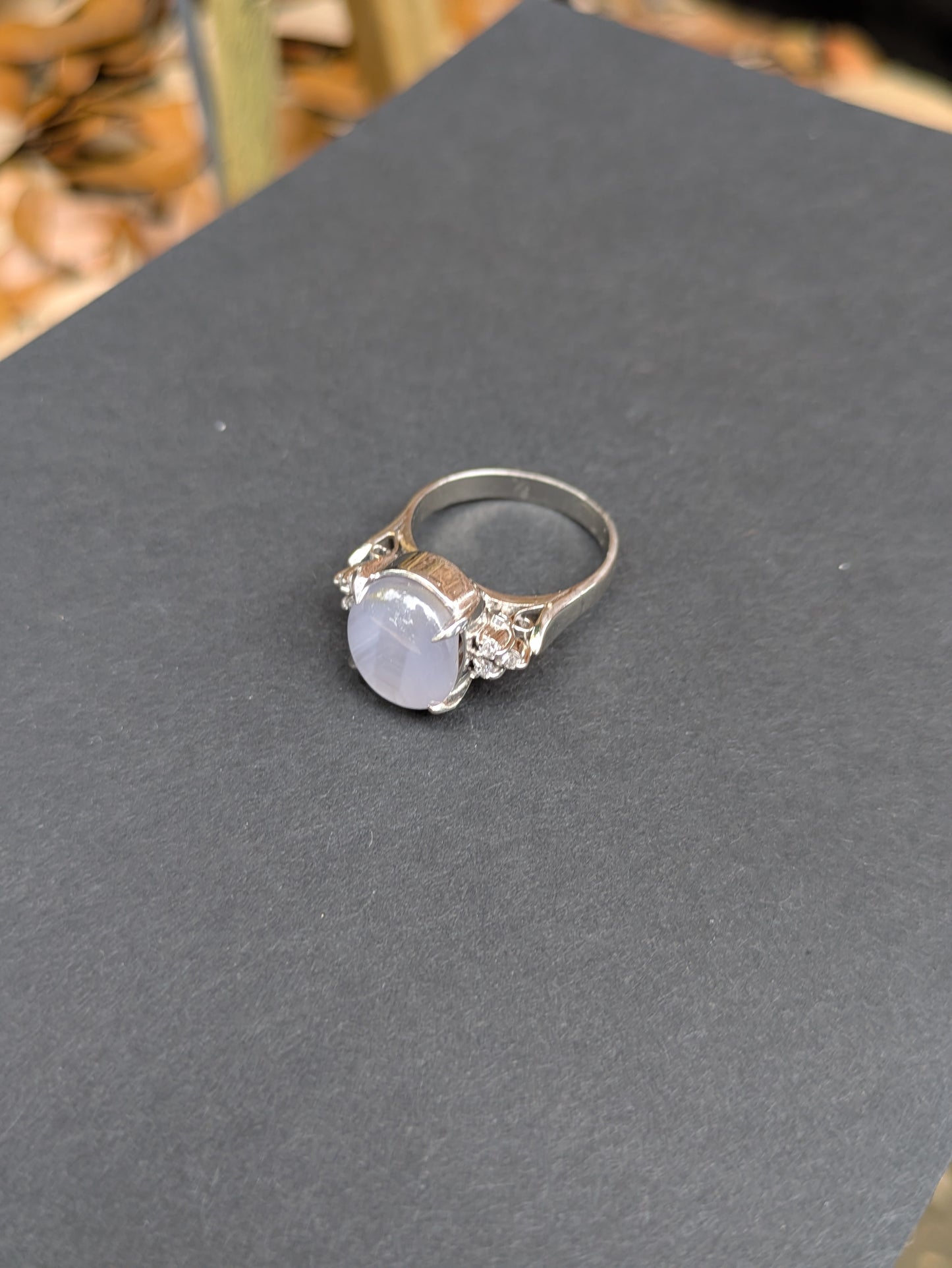 Platinum and Diamond Ring with Star Sapphire