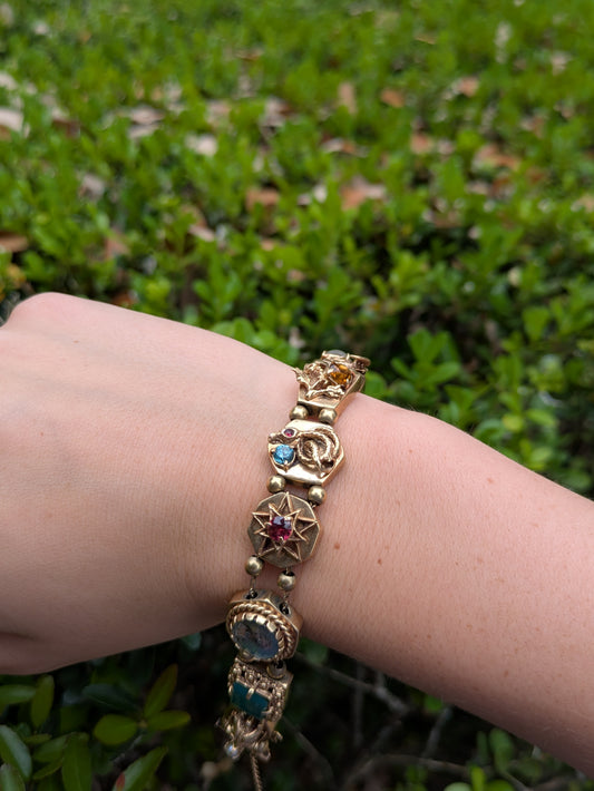 14k Slide Bracelet with Snake Griffen Thistle