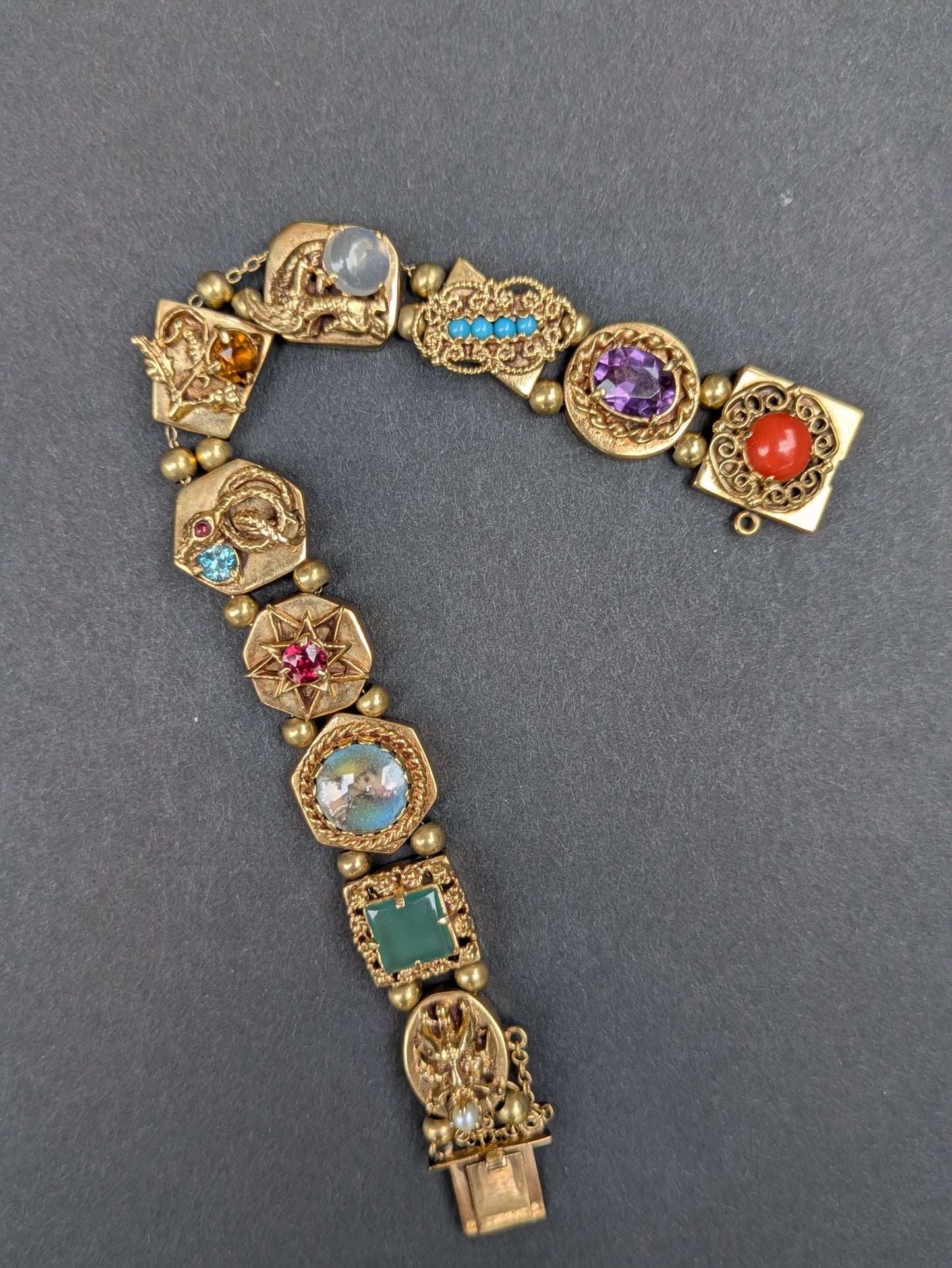 14k Slide Bracelet with Snake Griffen Thistle