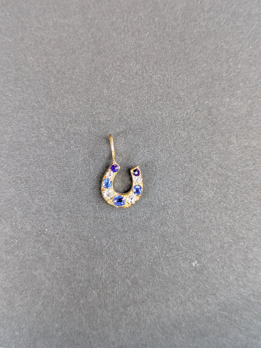 18k Sapphire and Diamond Horseshoe Charm