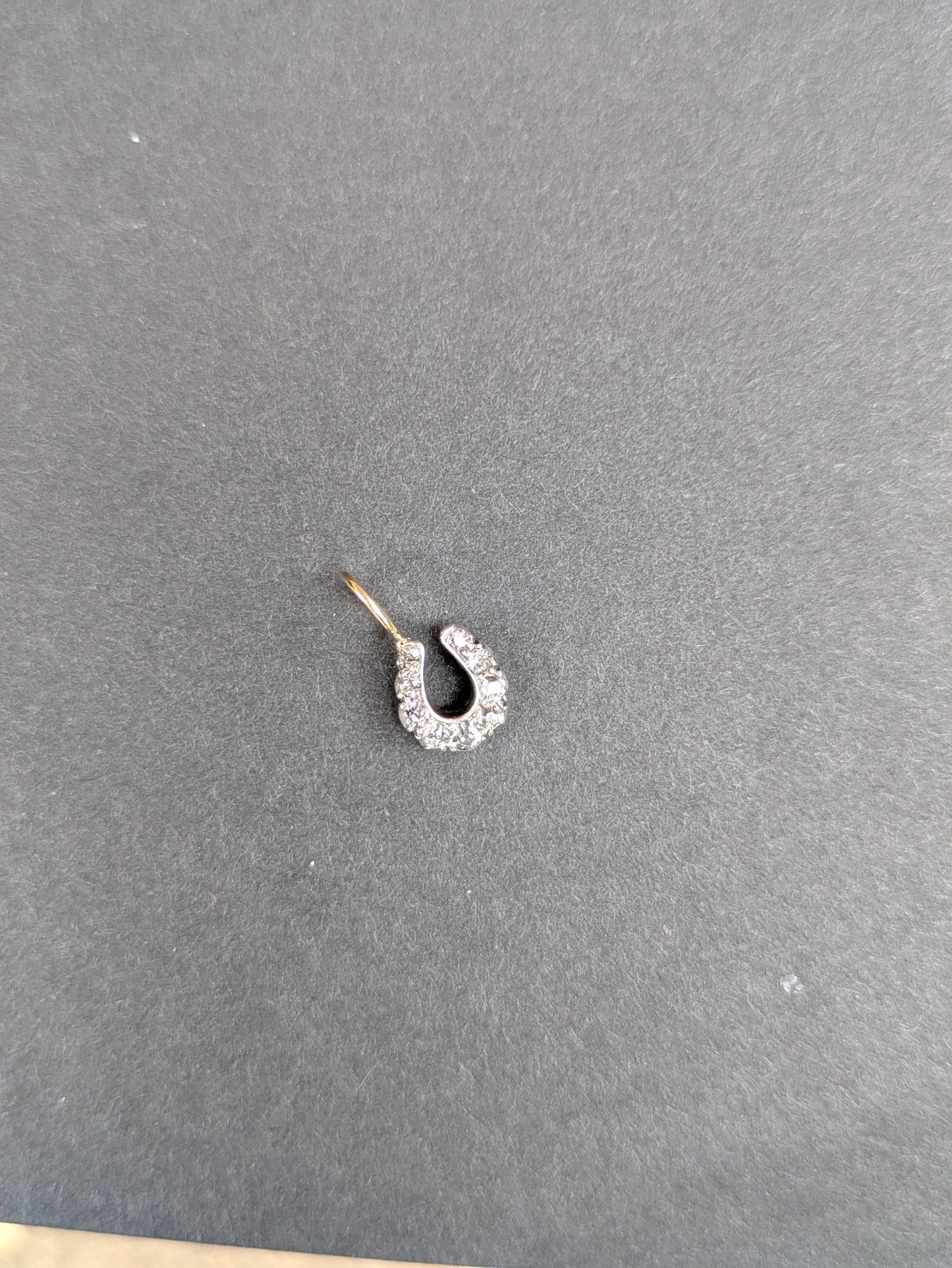 Mine Cut Diamond and Silver Horseshoe Charm