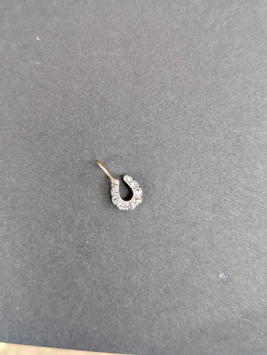 Mine Cut Diamond and Silver Horseshoe Charm