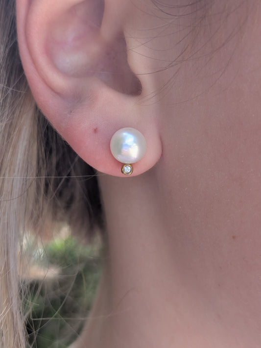 Pearl and Diamond Stud Earrings