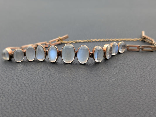 Art Nouveau 14k Rose Gold and Moonstone Bracelet