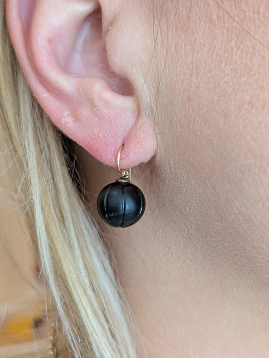 Victorian Jet Ball Earrings
