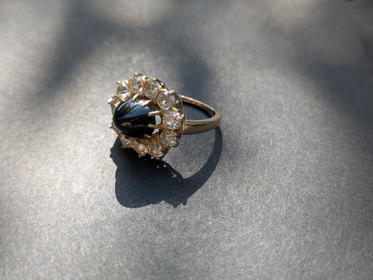 Sugar Loaf Sapphire Ring with 3.8ct Old European Cut Halo