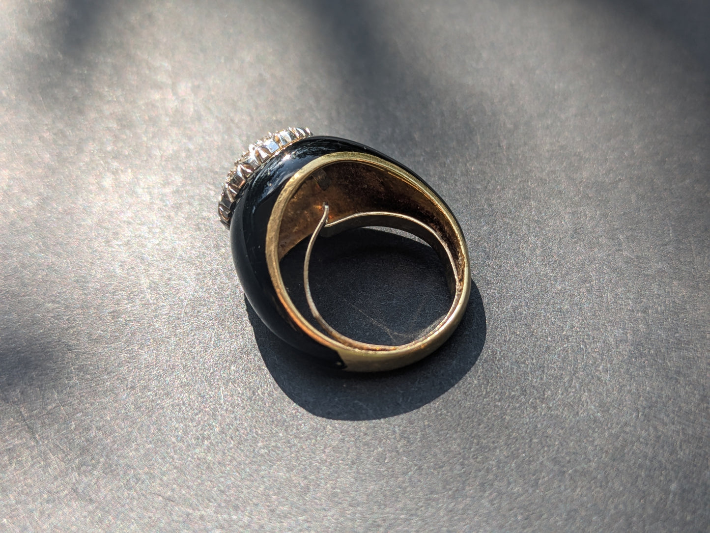 18k Diamond Cluster and Black Enamel Ring