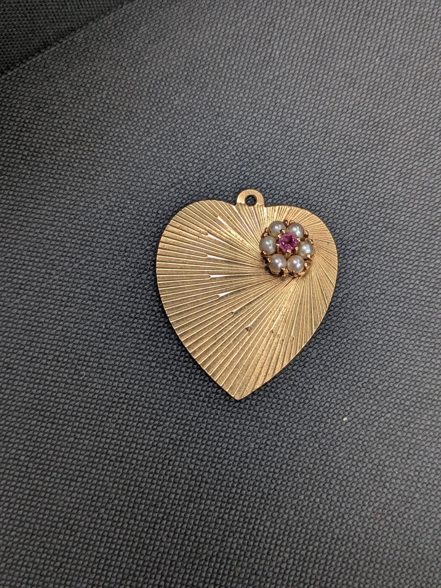 14k Ruby and Pearl Heart Pendant