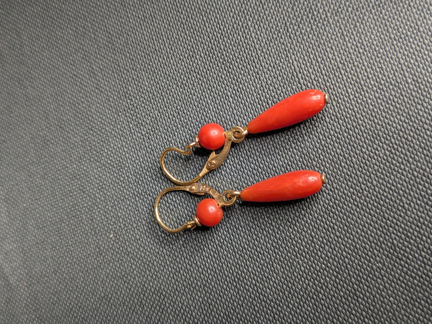 18k Coral Belle Epoch Drop Earrings with Dourmouse Closure