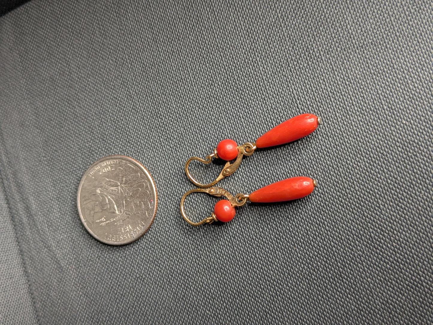 18k Coral Belle Epoch Drop Earrings with Dourmouse Closure