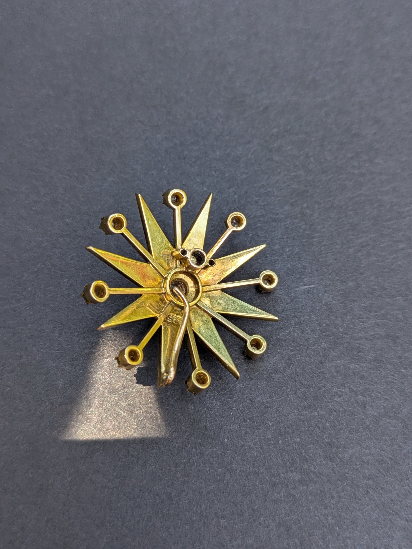 15k Interwar Years Diamond and Pearl Starburst Pendant