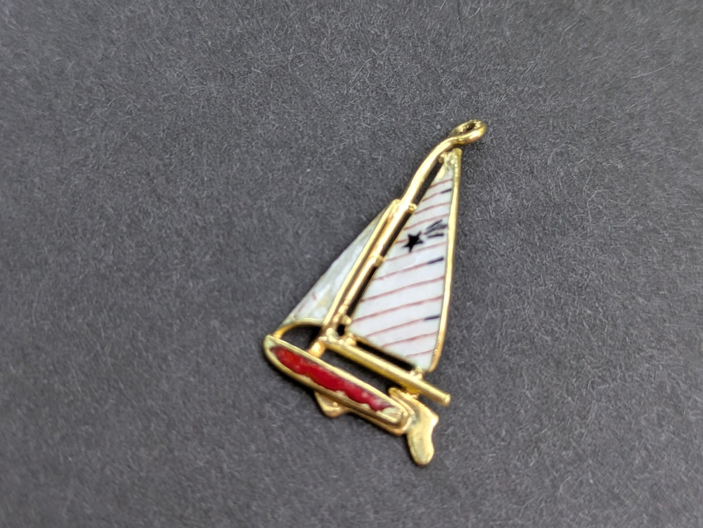 14k Enamel Sailboat Charm
