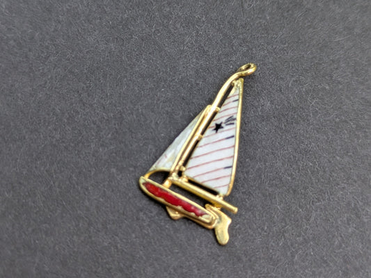14k Enamel Sailboat Charm