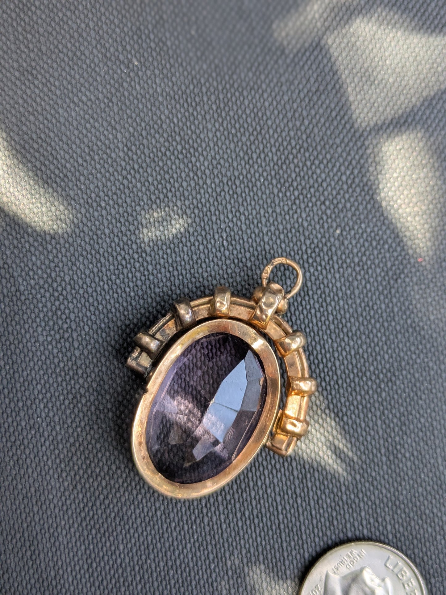 14k Swiss Hallmark Spinner Amethyst Spinner Fob