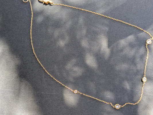 14k Diamonds by the Yard Chain with Hexagon Diamond Clasp