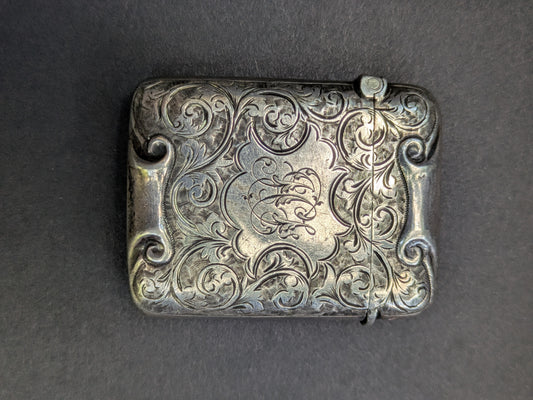 Sterling Victorian Match Safe with Repousse and Hand Engraving