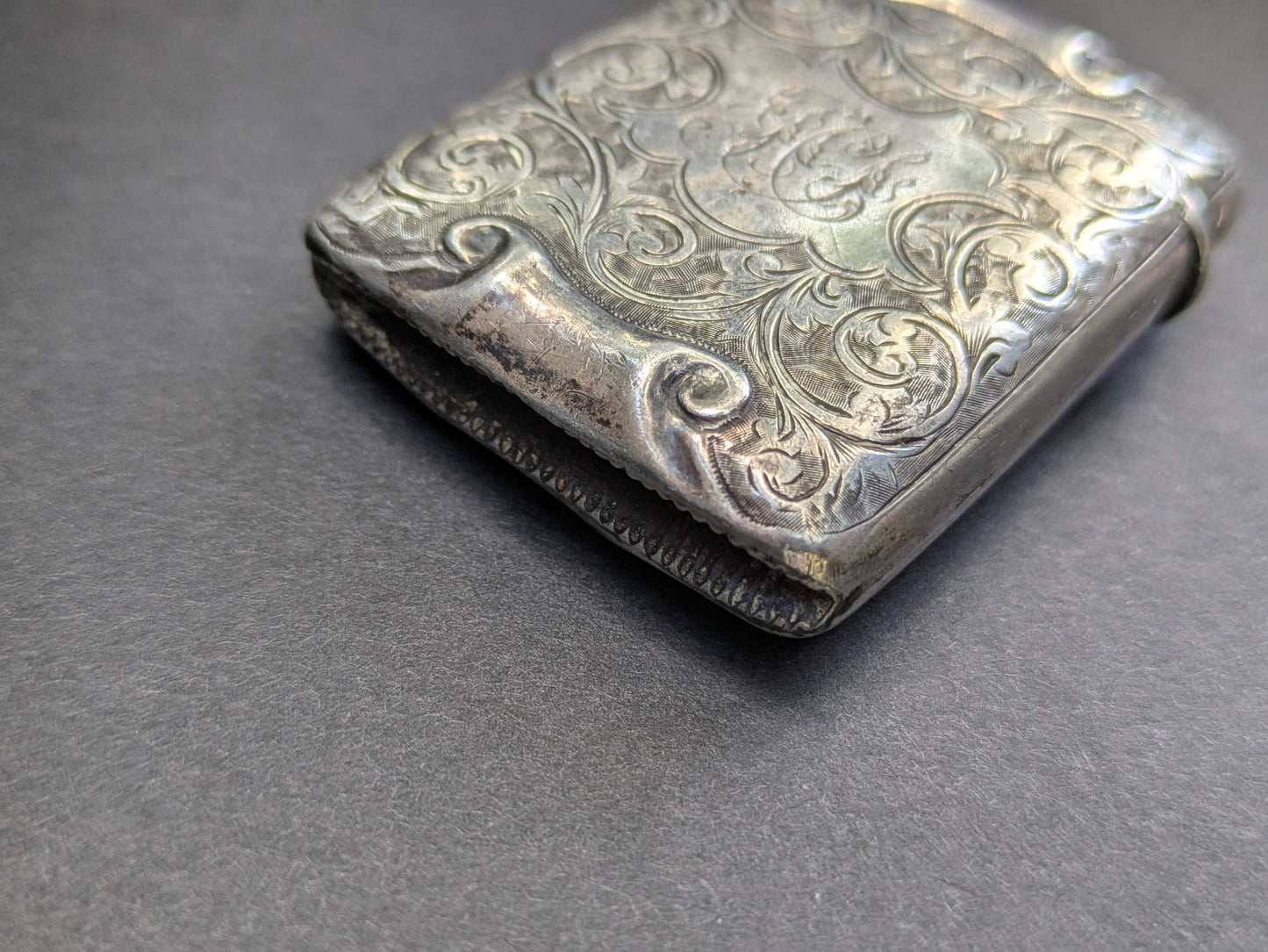 Sterling Victorian Match Safe with Repousse and Hand Engraving