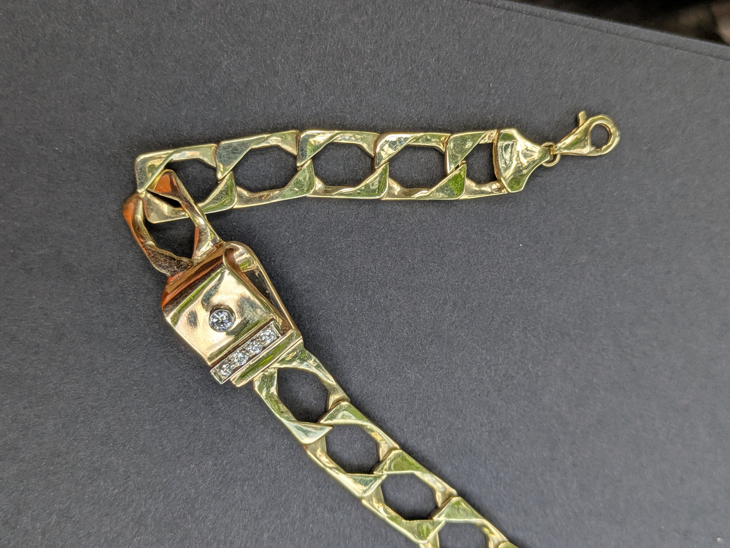 14k Center with Diamonds on 10k Squared Curb Bracelet