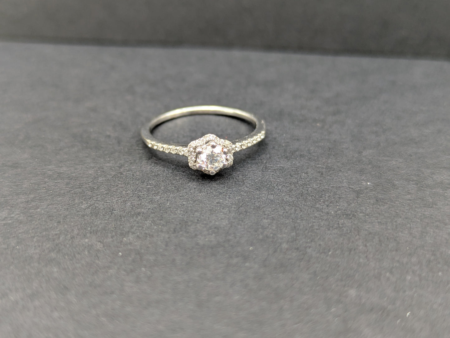 9k White Gold Diamond Ring with .25 ct Center Diamond