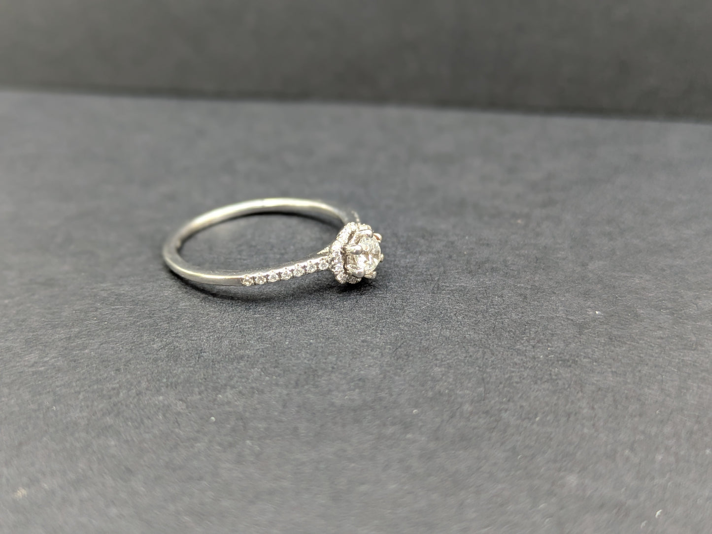 9k White Gold Diamond Ring with .25 ct Center Diamond