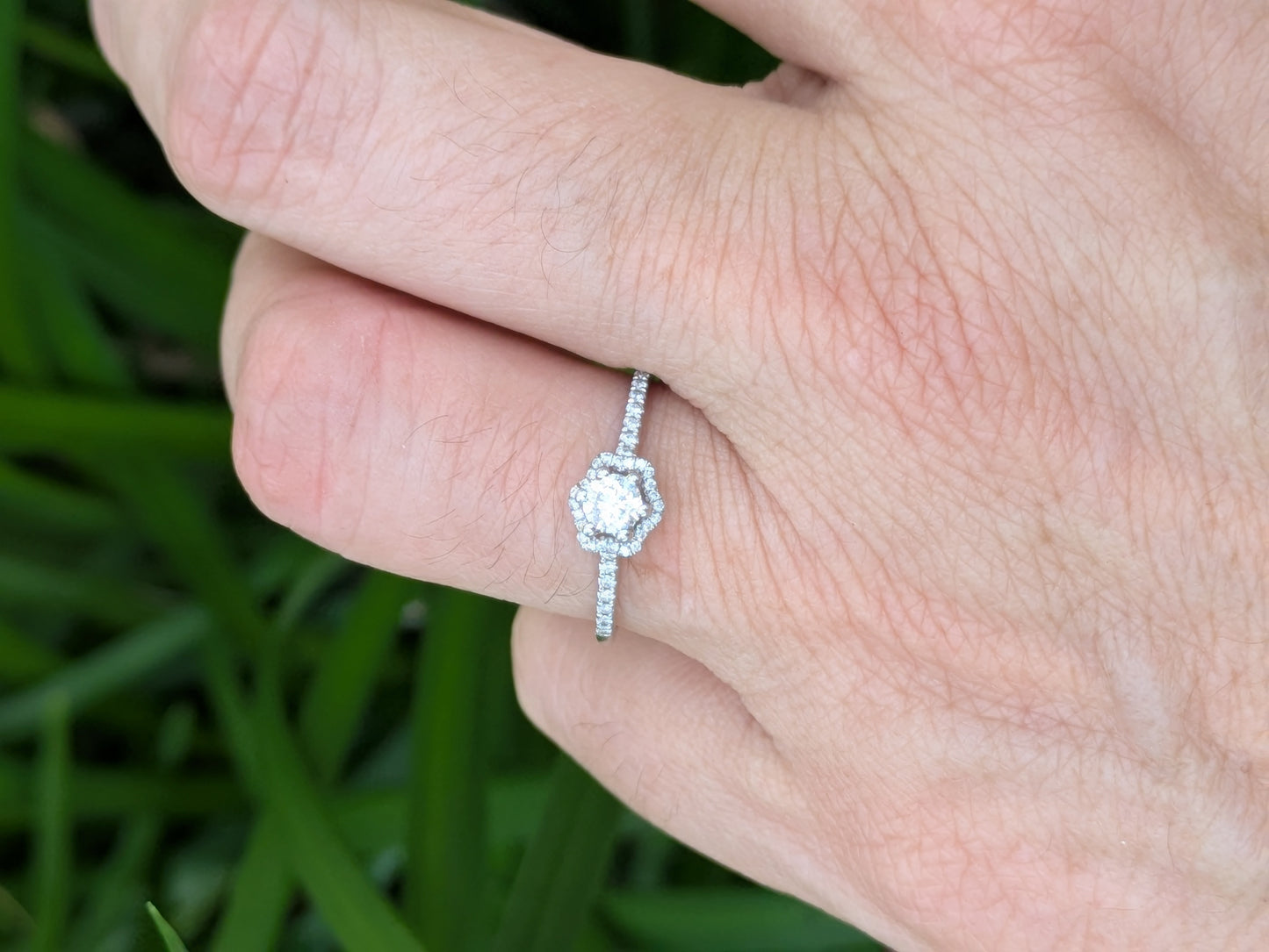 9k White Gold Diamond Ring with .25 ct Center Diamond