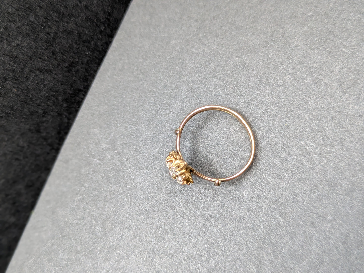 14k Mine Cut Diamond Mourning Cross Ring
