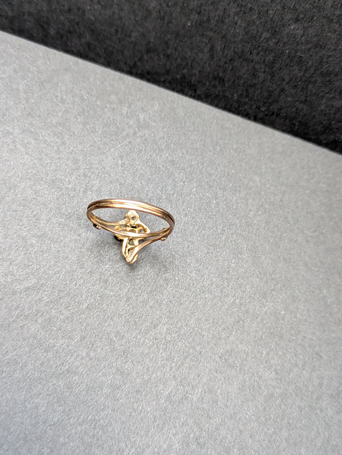 14k Mine Cut Diamond Mourning Cross Ring