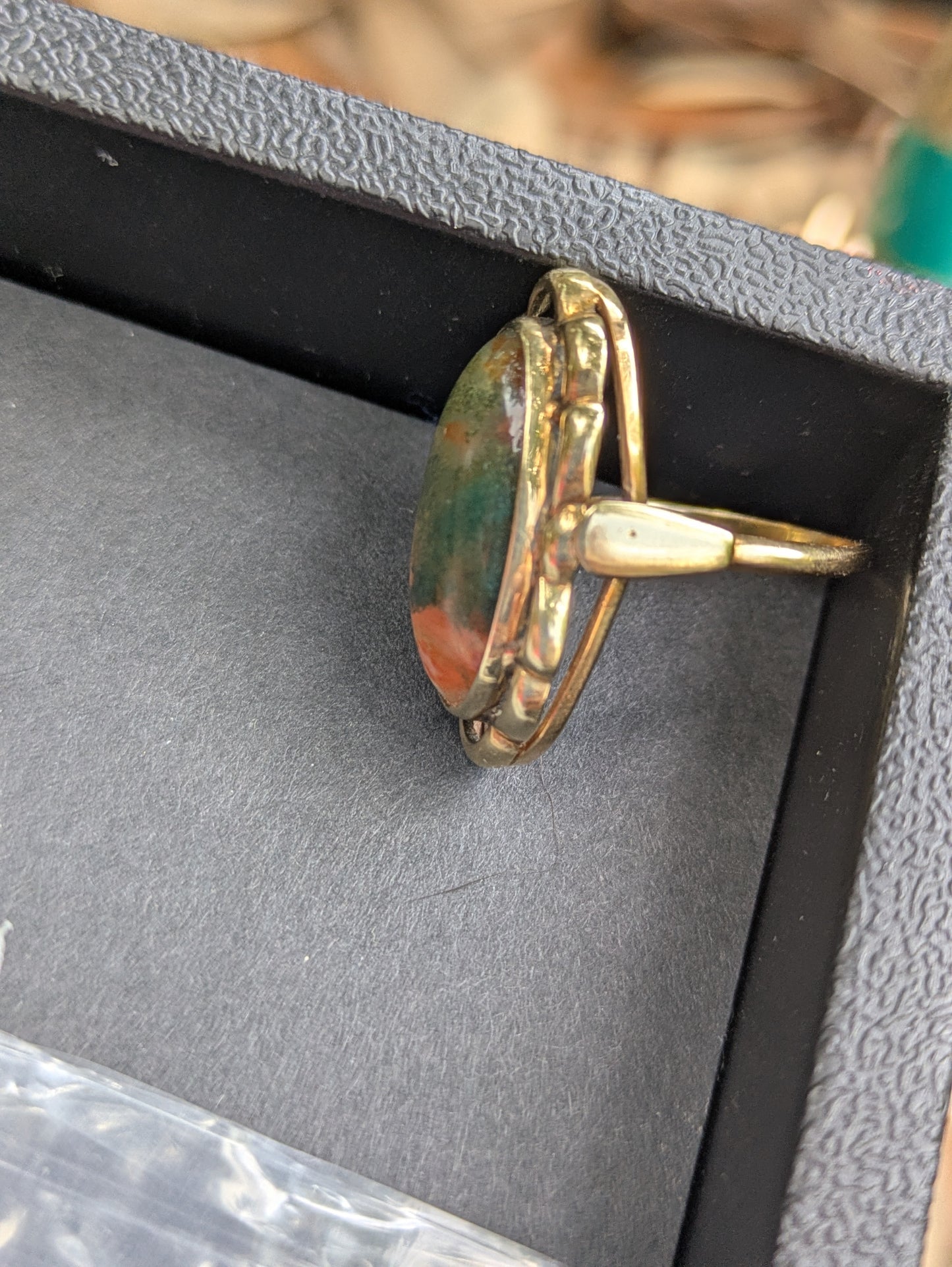 14k Moss Agate Ring 1950's