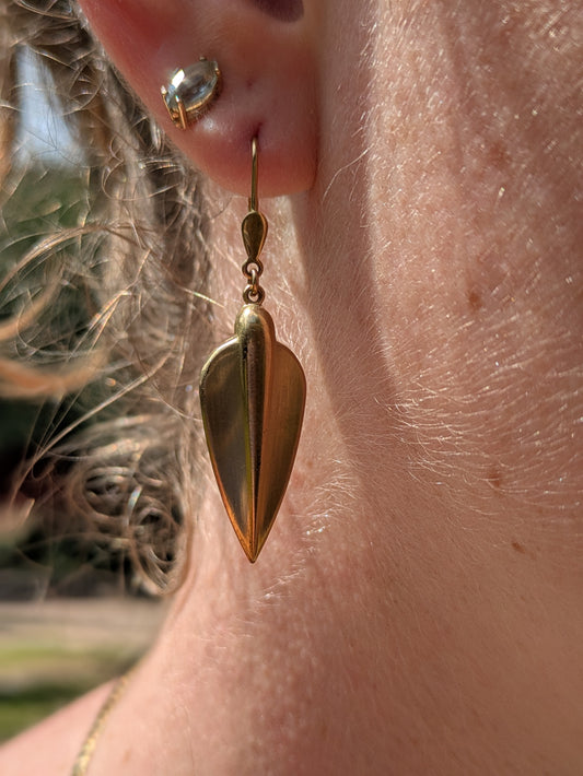 14k Midcentury "Shield" Earrings