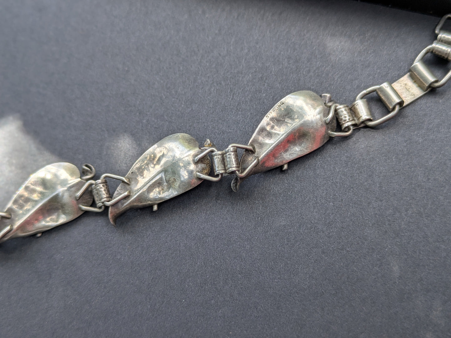 Arts and Crafts Sterling Bracelet with Gray Pearl