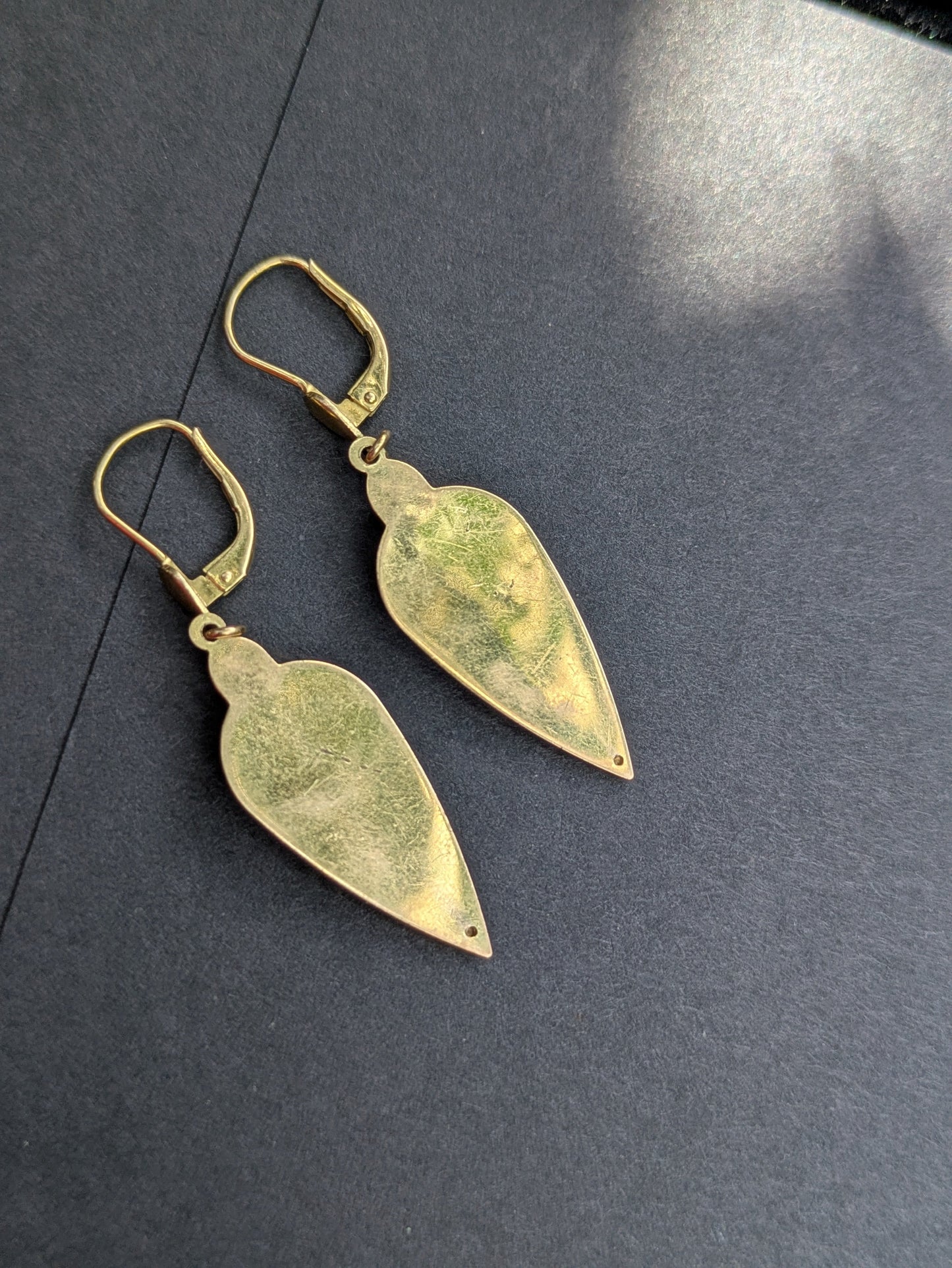 14k Midcentury "Shield" Earrings