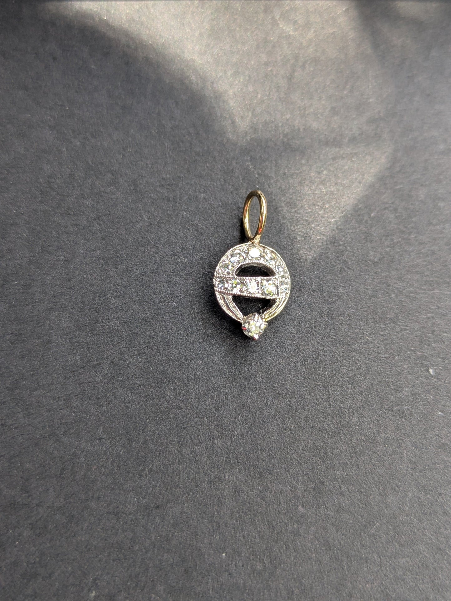 Art Deco 14k White Gold and Diamond Charm