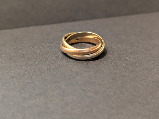 14k Trinity/Rolling Rings with 3 Colors of Gold