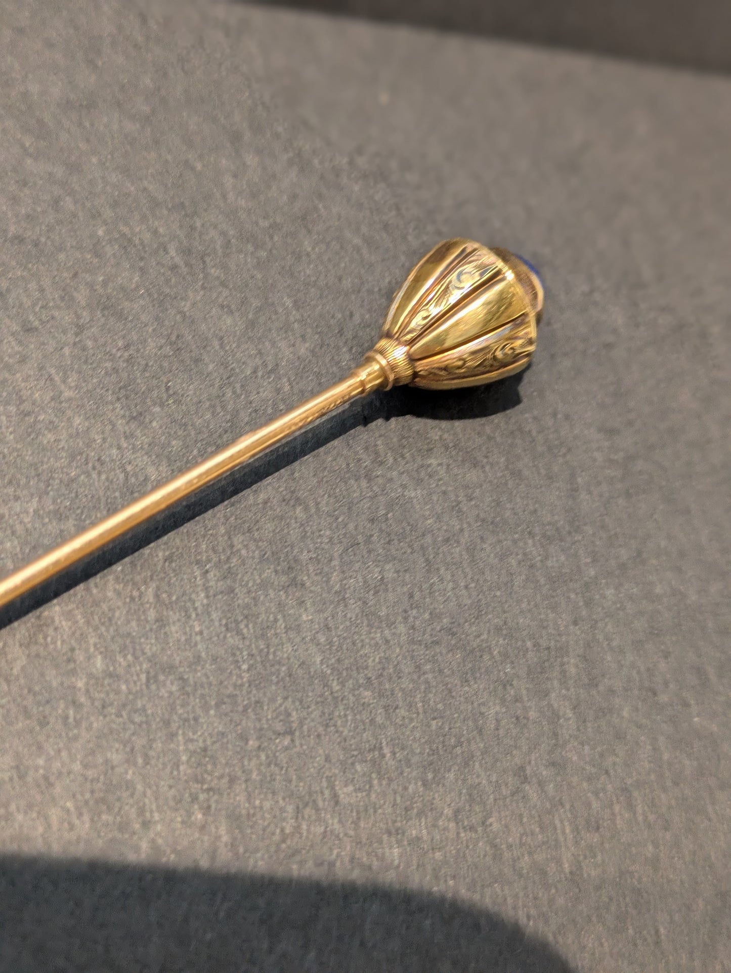 Tiffany+Co Hair/Hat Pin 1920's Lapis Cabachon