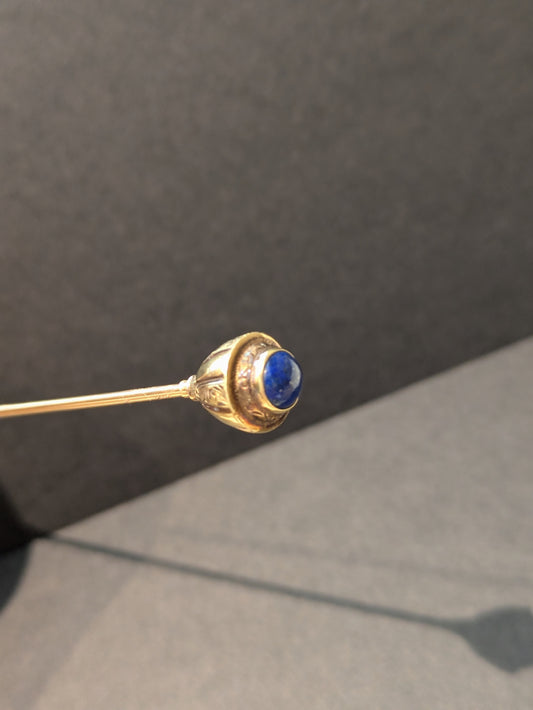 Tiffany+Co Hair/Hat Pin 1920's Lapis Cabachon