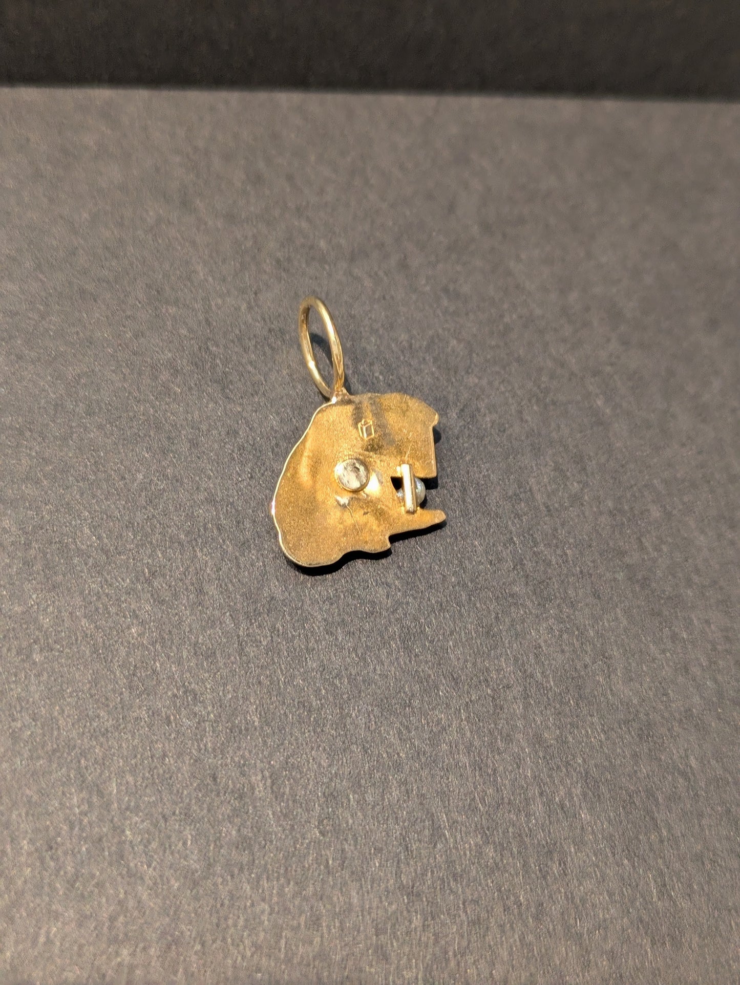 French 18k Detailed Lion Charm with Pearl
