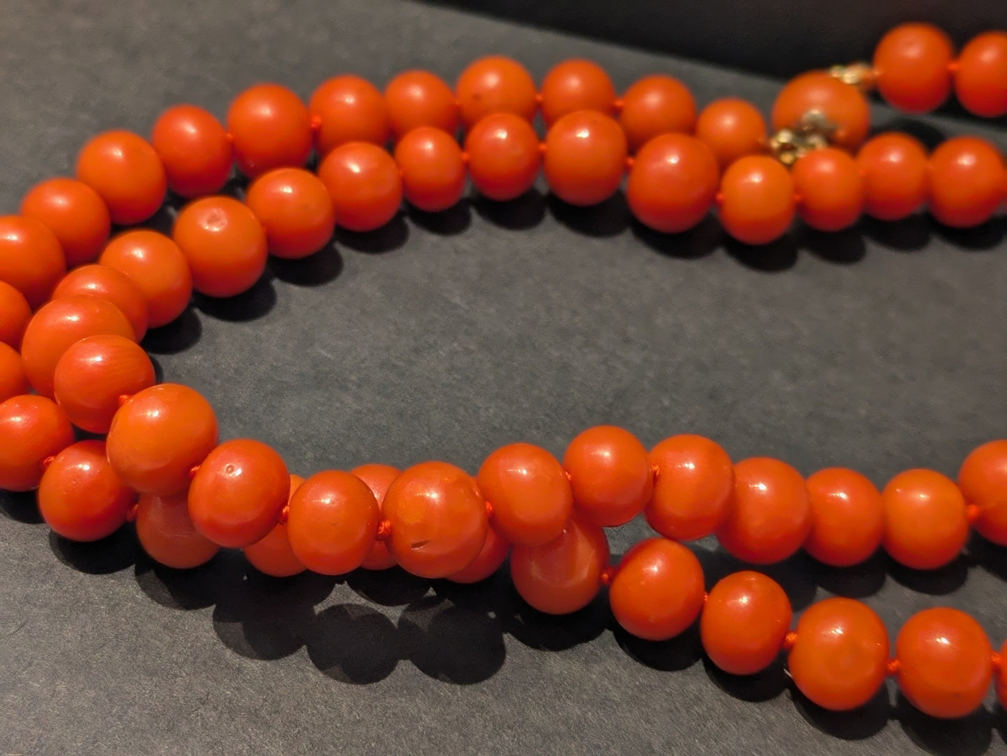 Antique Dutch Coral Beads with 14k Hidden Clasp