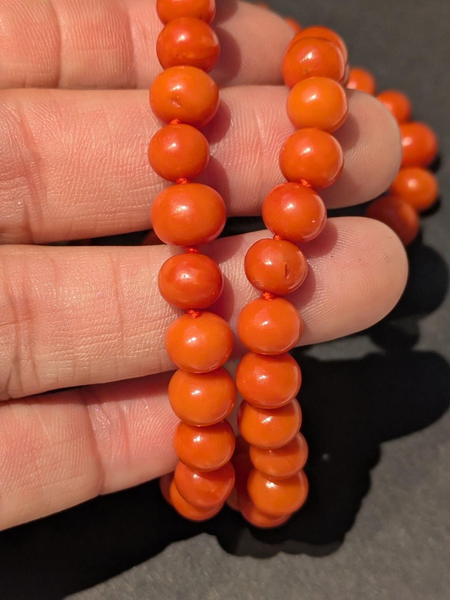 Antique Dutch Coral Beads with 14k Hidden Clasp