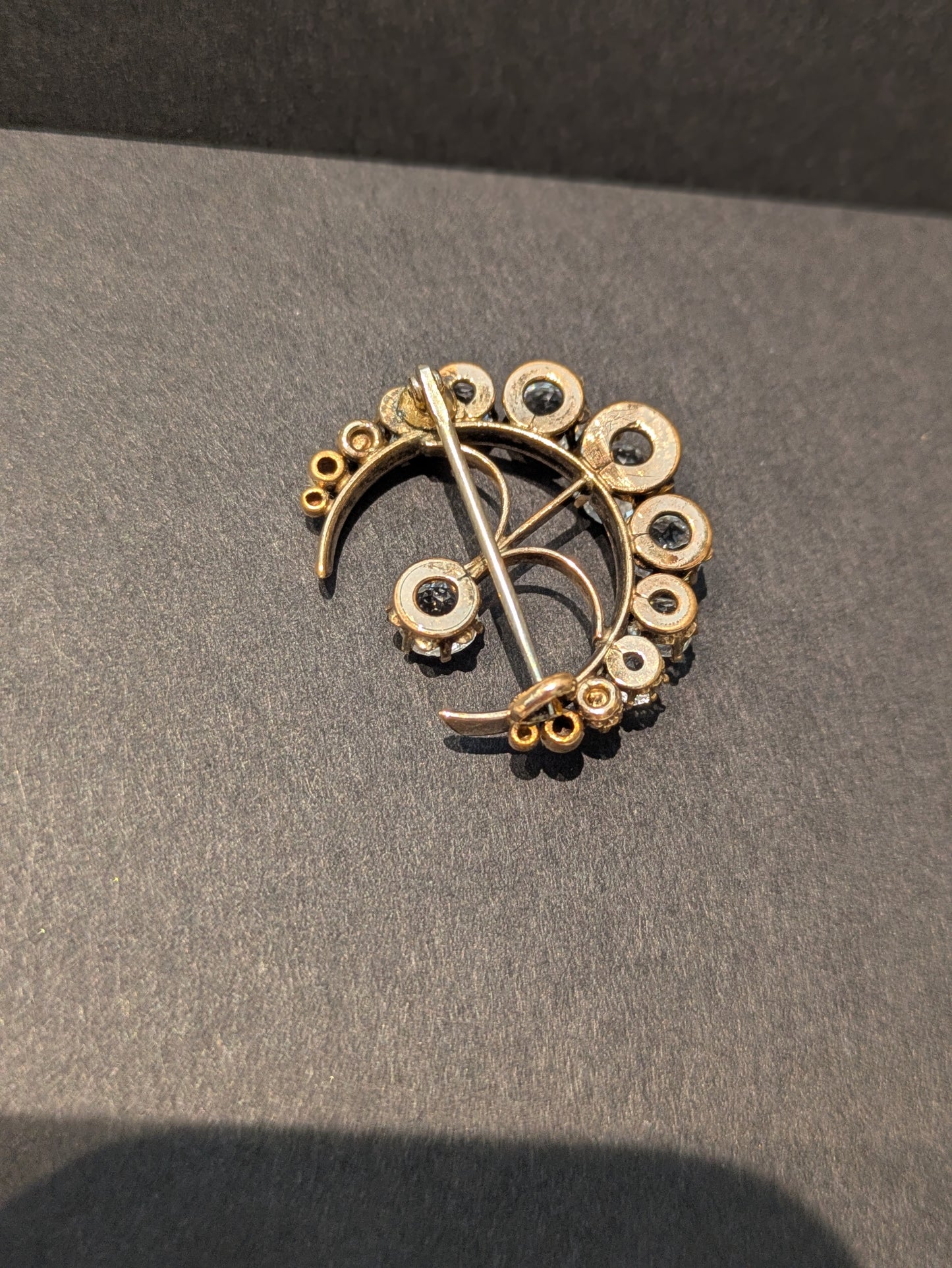 Victorian Rock Crystal Crescent Brooch