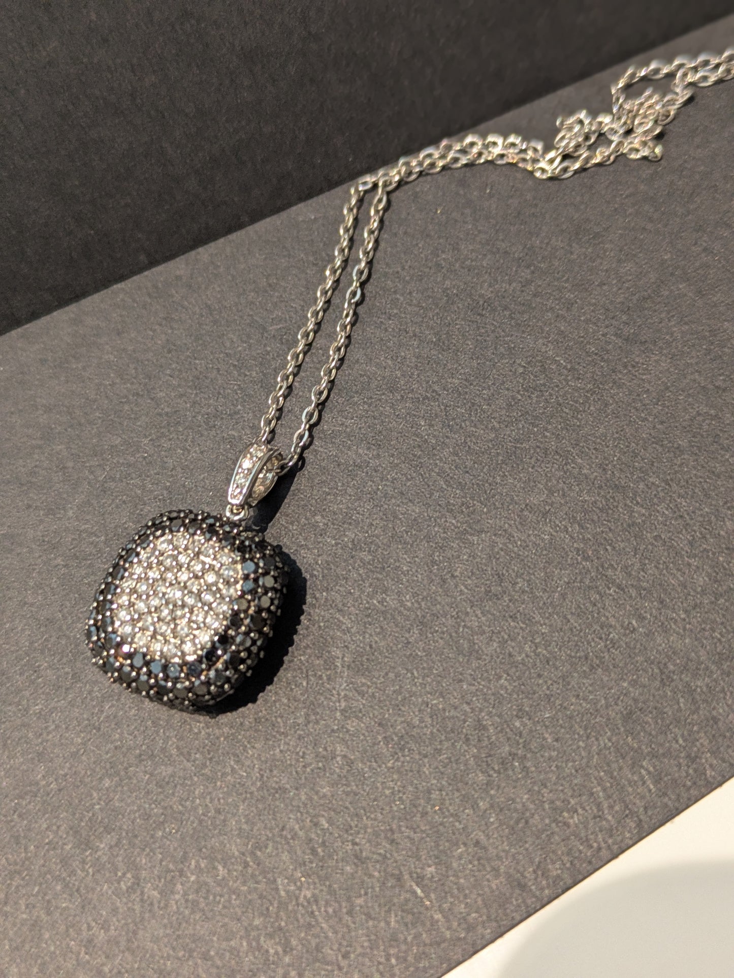 14k Effy Black and White Pave Diamond Necklace