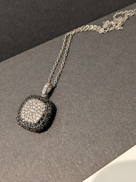 14k Effy Black and White Pave Diamond Necklace