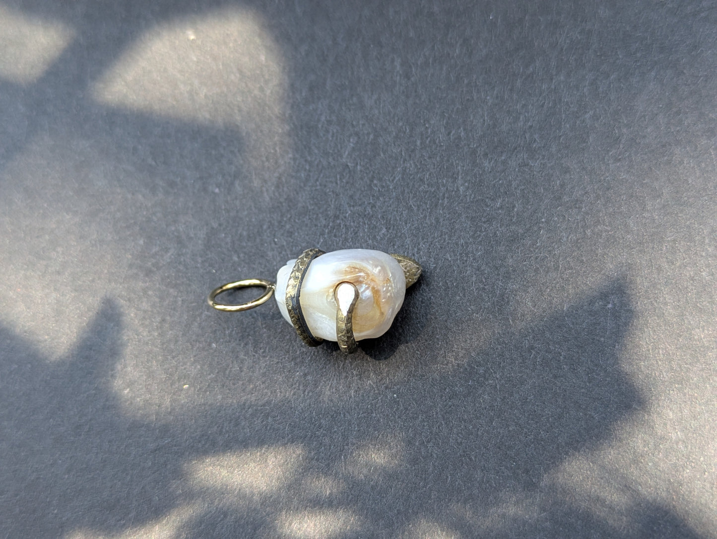 Silver Snake with Green Garnet and Pearl Charm