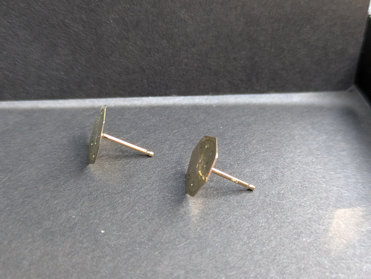 14k Shooting Star Machine-Turned Stud Earrings