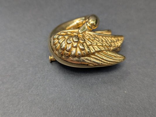 Charles Garnier 18k Swan Brooch with Trumpet Clasp