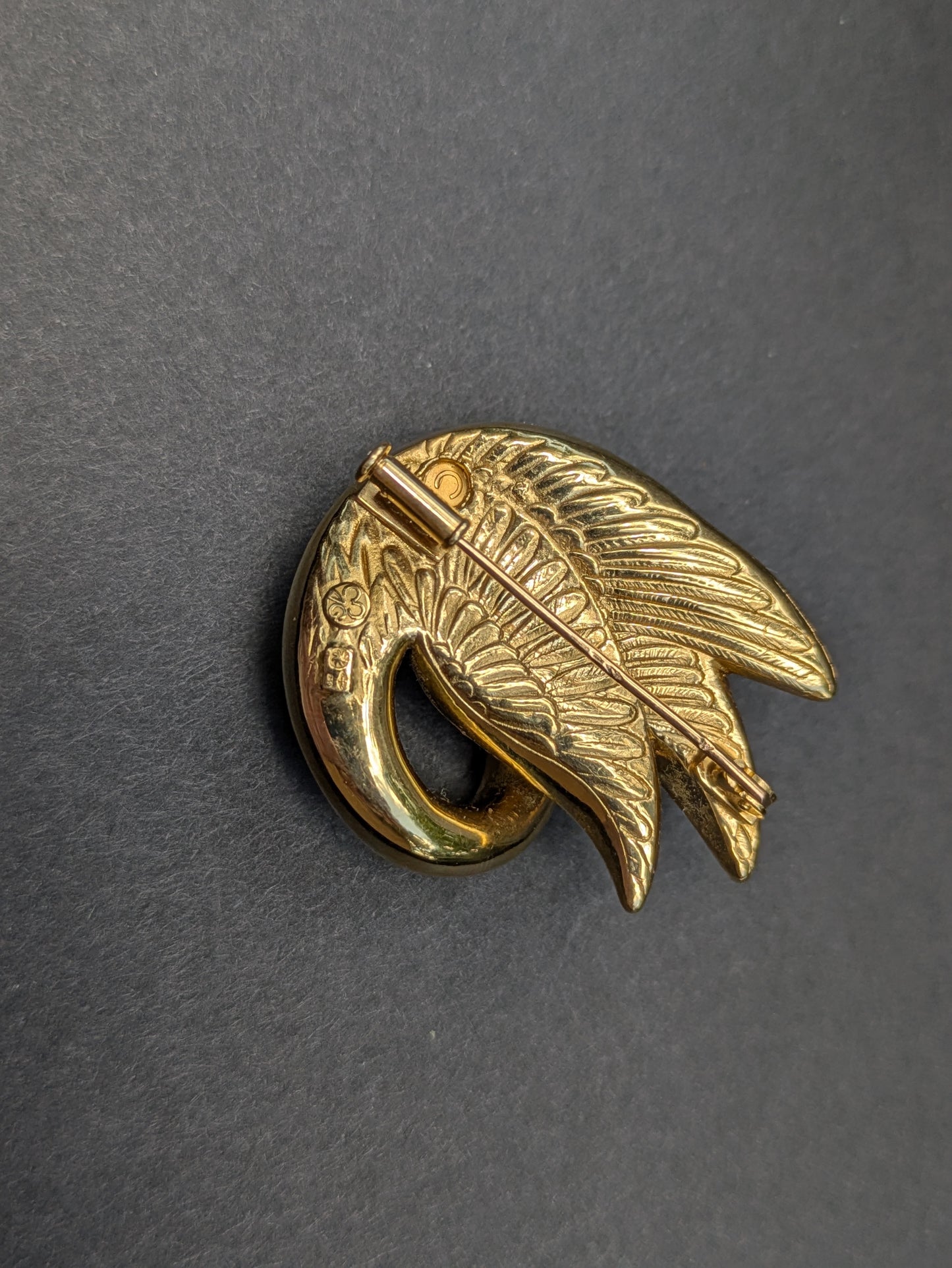 Charles Garnier 18k Swan Brooch with Trumpet Clasp