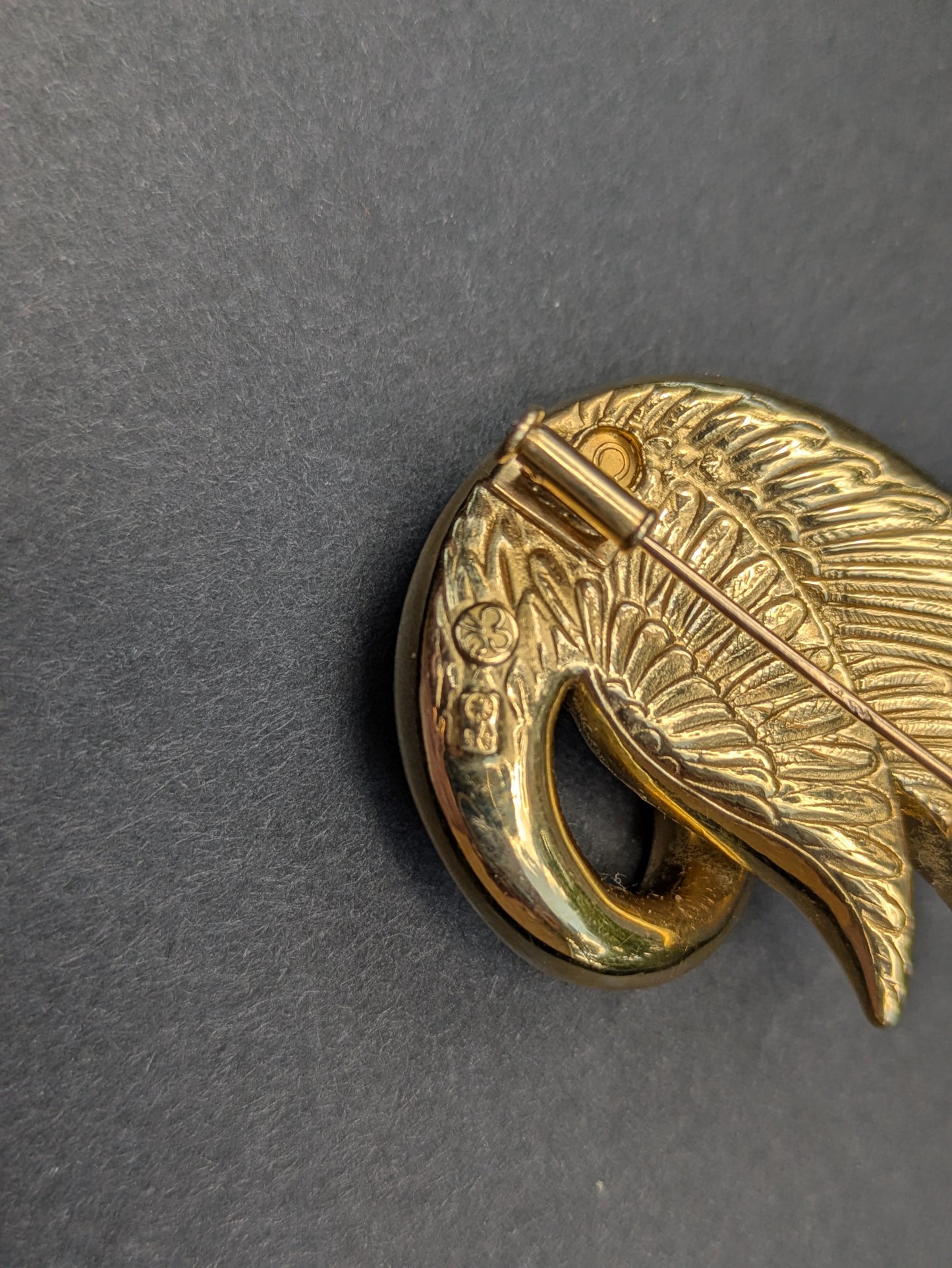 Charles Garnier 18k Swan Brooch with Trumpet Clasp