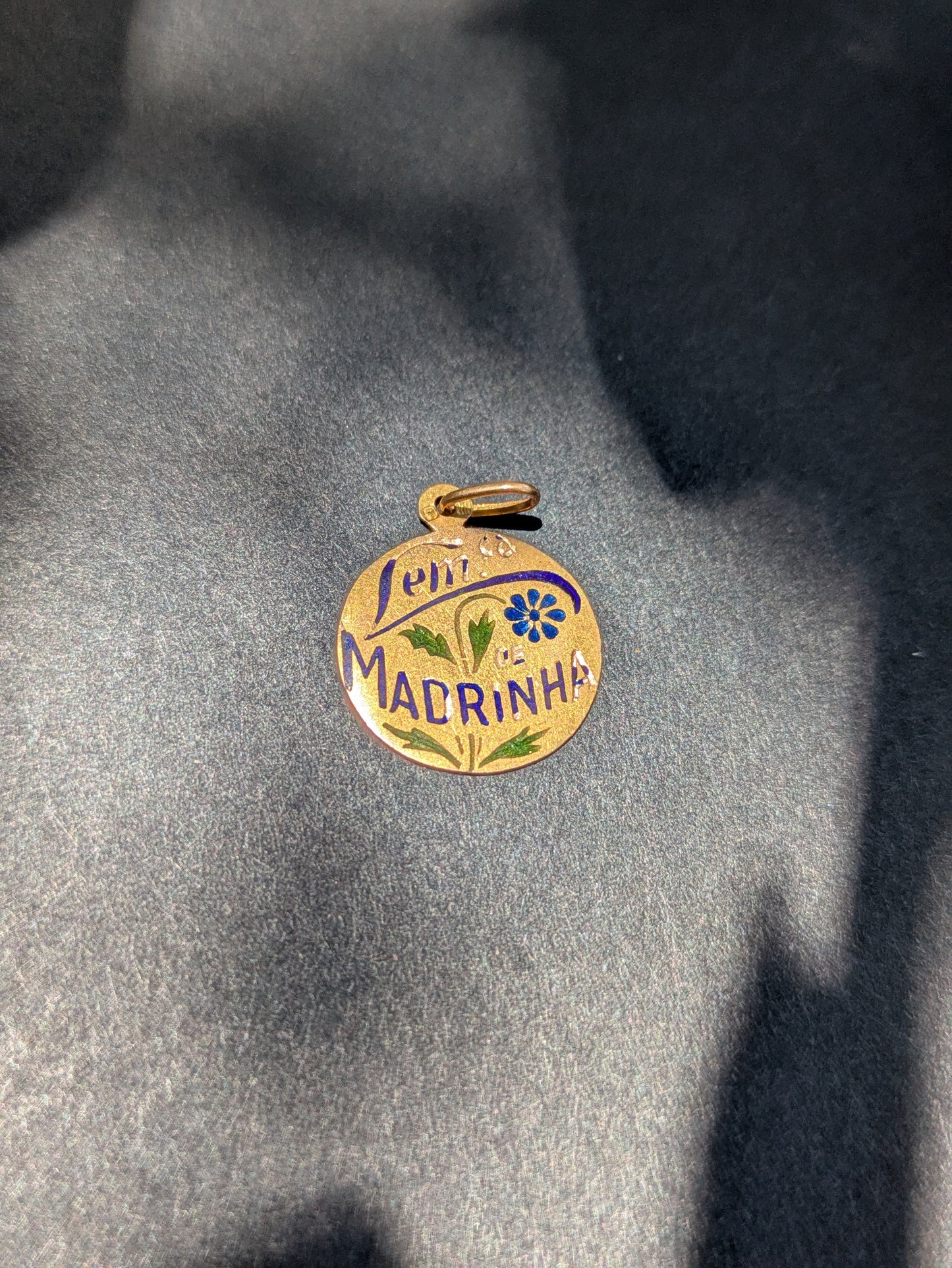 18k Portuguese Enamel Love Token Charm for a "Godmother"
