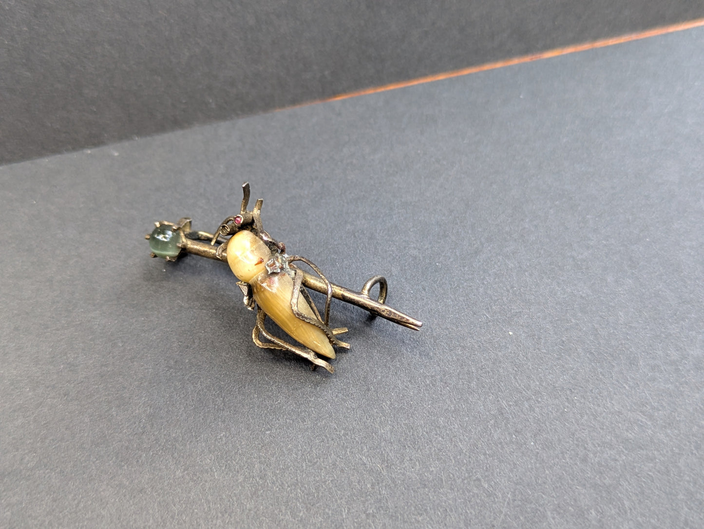 Silver Russian Grasshopper Brooch