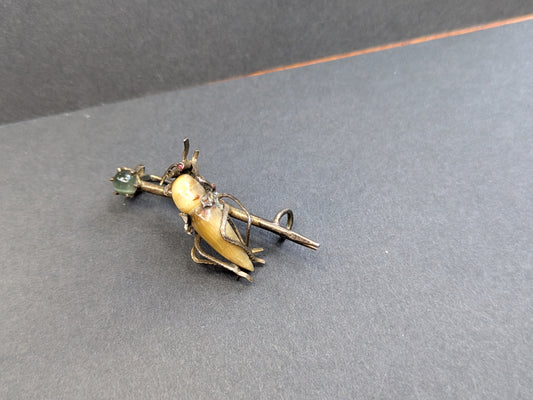 Silver Russian Grasshopper Brooch